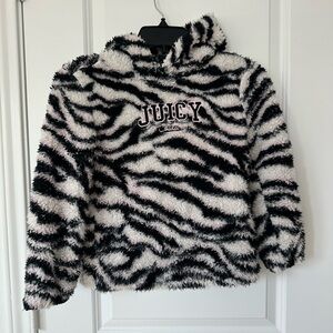 Girls Juicy Couture 6x Zebra Print fluffy Sweater